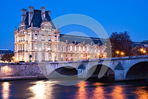 Louvre Museum at dusk