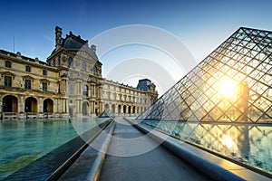 Louvre Museum Paris at sunset