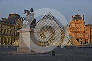 Louvre pyramid entrance in Paris