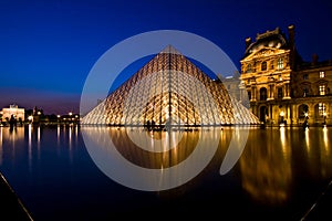 Louvre pyramid night