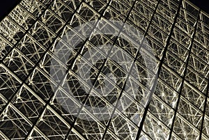 Louvre pyramid at night