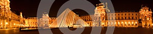 Louvre pyramid by night panorama