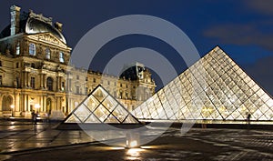 The Louvre pyramids, Paris, France.