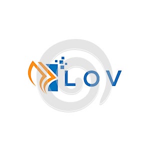 LOV credit repair accounting logo design on WHITE background. LOV creative initials Growth graph letter logo concept. LOV business