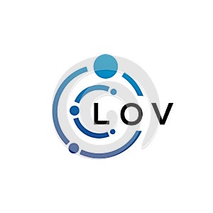 LOV letter technology logo design on white background. LOV creative initials letter IT logo concept. LOV letter design