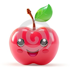 Lovable red apple character with a beaming smile