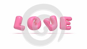love 3d illustration love word in pink bubbl