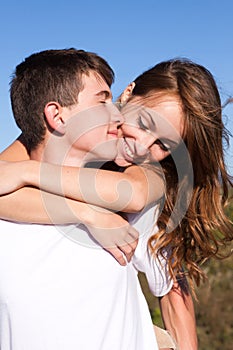 Love and affection between a young couple photo