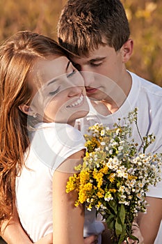 Love and affection between a young couple photo