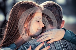 Love and affection between a young couple photo