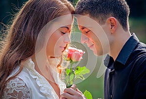 Love and affection between a young couple photo