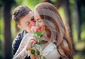 Love and affection between a young couple photo