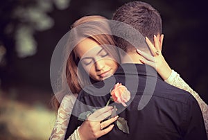 Love and affection between a young couple photo