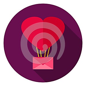 Love Air Balloon Circle Icon