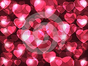 Love is in the air. Beautiful red hearts lens background.