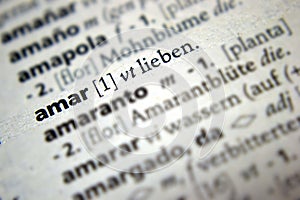 Love Amar Lieben Spanish German Dictionary photo