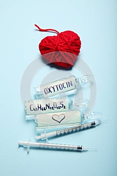 Love analysis and discovery. Oxytocin hormone in ampoules