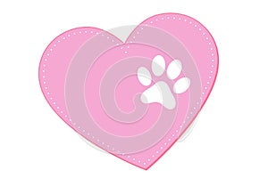 Love animal. Love for pets icon. Pet protection, pet care sign. Heart with animal paw.