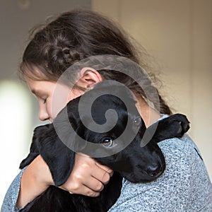 Love for animals concept. Pet and child