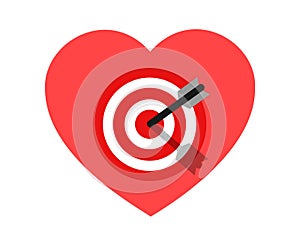 Love arrow is hitting and striking target