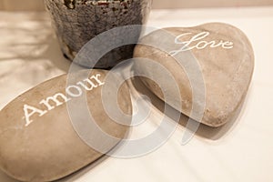 Love and atmosphere romantic Pebbles Stones in spa