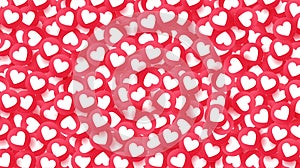 Love background. Heaps of red heart emojis. Concept of love. Composition backdrop for Valentine`s day, Banner, Background. Like.