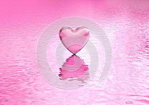 Love background heart on water