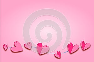 Love background with pink heart shaped, space for text, Abstract , Brush Strokes