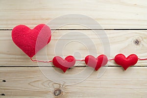 Love Background Red heart on wooden background