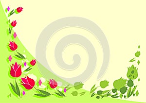 Love background, a spring flowers, green, teal. A green teal backdrop with flowers.