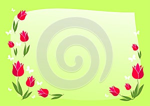 Love background, a spring flowers, green, teal. A green teal backdrop with flowers.