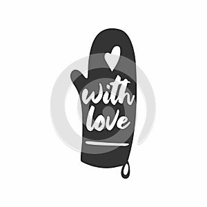 With love. Badges, labels and logo elements, retro symbols for bakery shop, cooking club, cafe, or home cooking. Vector emblem