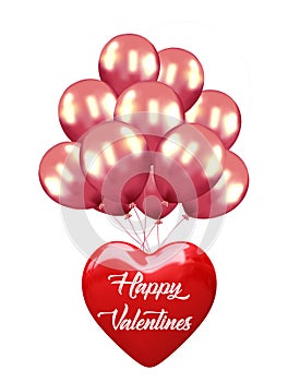 Love Baloon isolated on white, Ballon heart : red valentine love concept, Valentines day. ÃÂ±solated.