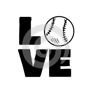 Love baseball sport design. Baseball ball and typography print