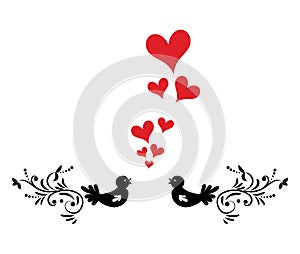 Love Bird Logo, Two Bird In Heart Shape Logo Vector, Romantic And Wedding Symbol, Peace And Freedom Icon tattoo