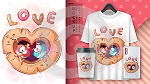 Love bird - poster and merchandising.