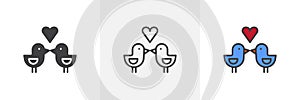 Love birds with heart different style icons