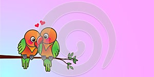 Love Birds in love on pastel color Background