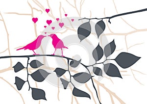 Love Birds on a Tree - Vector