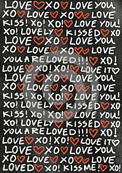 Love blackboard Valentineâ€™s digital pattern with hearts