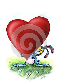 Love blue Bunny brings heart