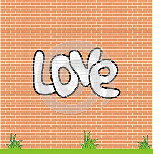 Love on brick wall