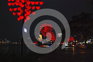 Love Bridge in Da Nang at night