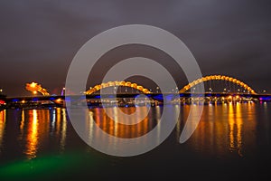 Love Bridge and Dragon River Bridge Rong Bridge in Da Nang.