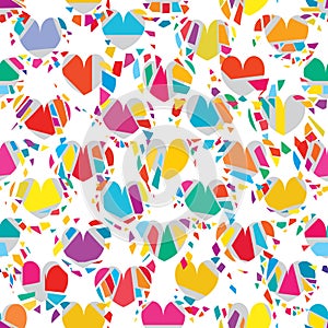 Love broken cut colorful seamless pattern