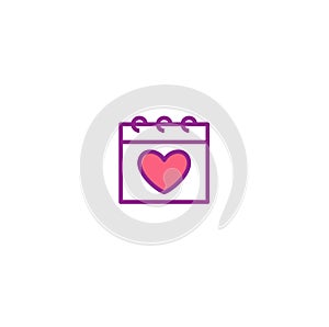 Love calendar, calendar, love, valentine icon, heart in calendar sign