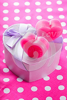 Love candles and gift box