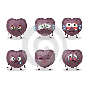 Love candy cartoon character with sad expression