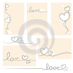 Love card collection with lettering and hearts simple abstract drawng,Set of banners template . vector illustration photo