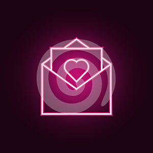 love card in envelope icon. Elements of Web in neon style icons. Simple icon for websites, web design, mobile app, info graphics